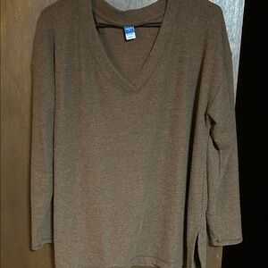 Old Navy Cozy Brown V-Neck Sweater
